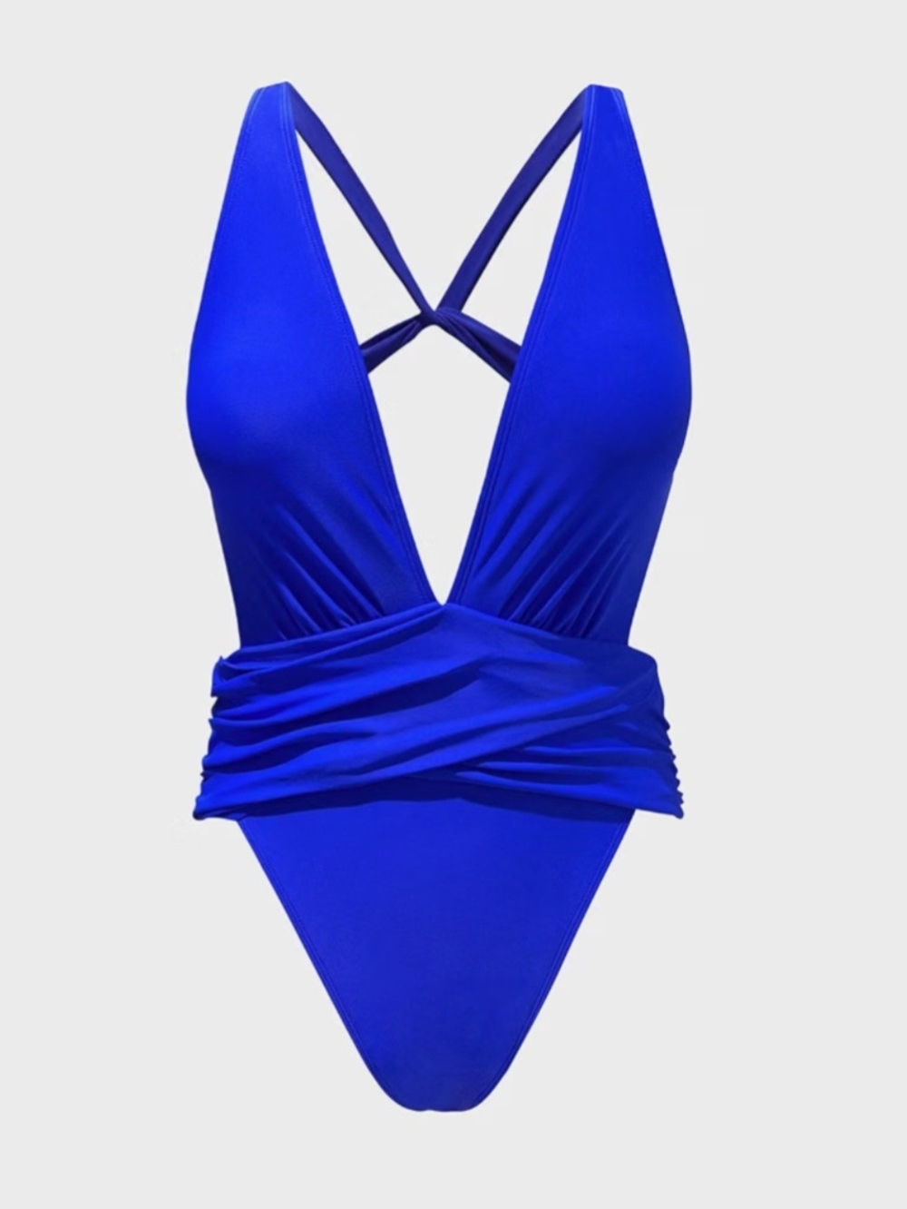 NWT Cupshe Royal Blue Plunge High Cut One-Piece Swimsuit